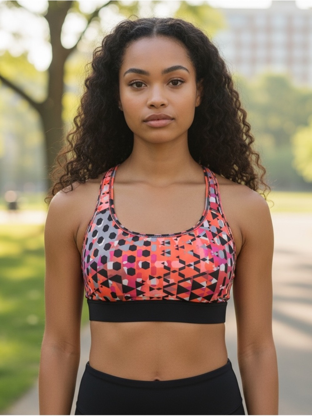 Victoria's Secret Sport Multicolor Geometric Sporty Statement Racerback Gym Bra